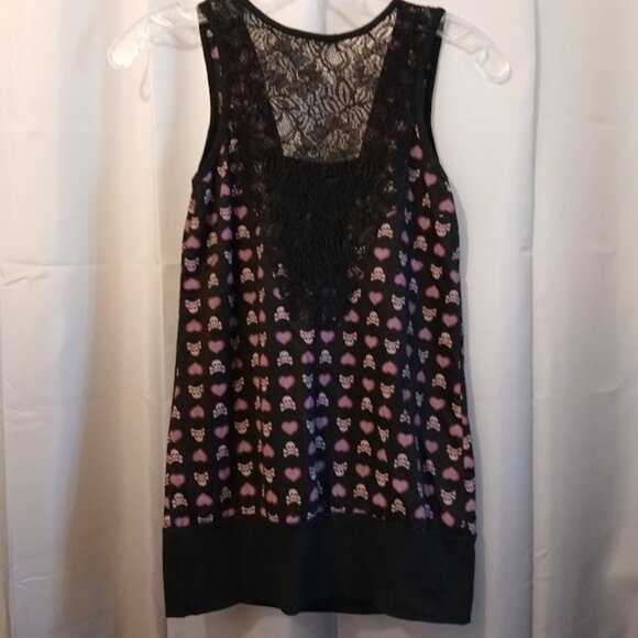 New LIQUID PARTY Halloween Skulls Hearts Gothic Punk Tunic T-shirt Tank Top Smal - Picture 5 of 9